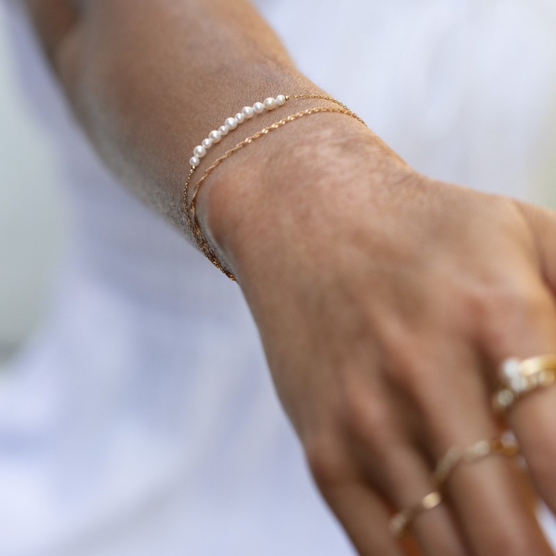 Solid Gold Pearl Strand Bracelet