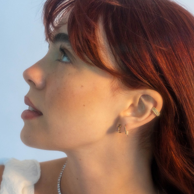 Solid Gold Black Diamond Open Ear Huggers