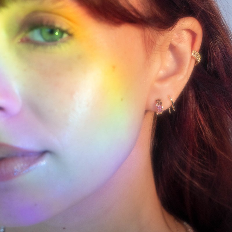 Solid Gold Black Diamond Open Ear Huggers