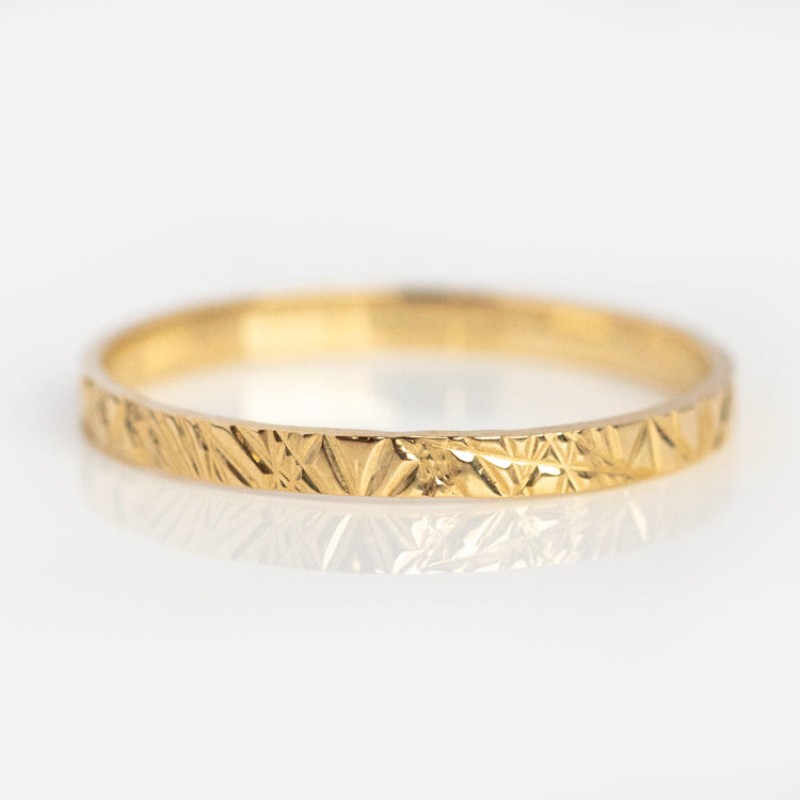 Solid Gold Etched Band Ring