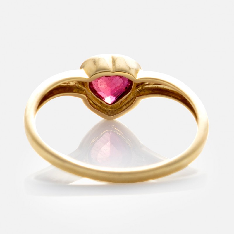 Solid Gold Bezel Set Ruby Heart Ring