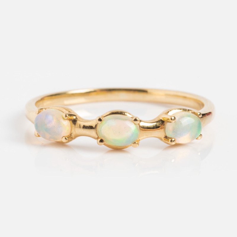Solid Gold Bold Opal Trio Ring
