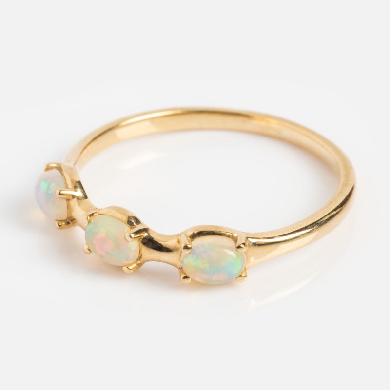 Solid Gold Bold Opal Trio Ring