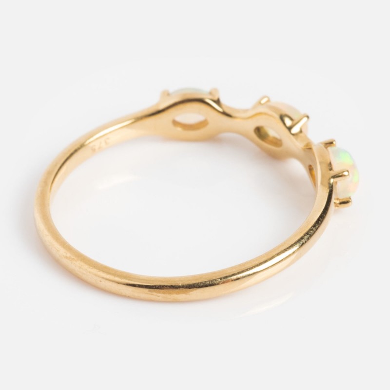 Solid Gold Bold Opal Trio Ring