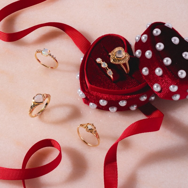 Solid Gold Bold Opal Trio Ring