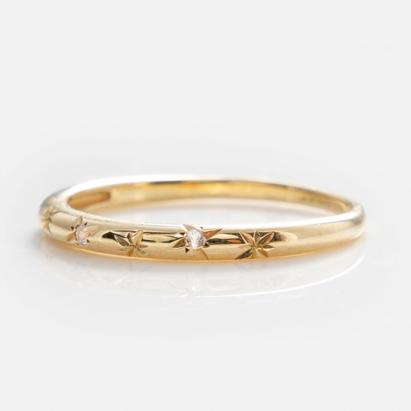 Solid Gold Starry White Sapphire Band