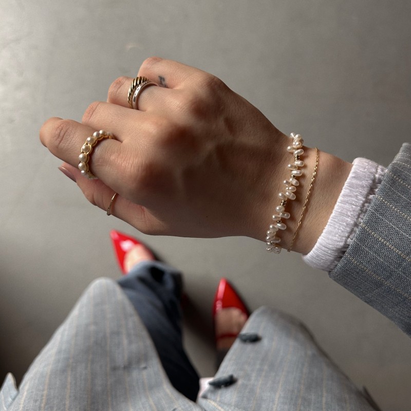 Solid Gold Baroque Pearl Bracelet