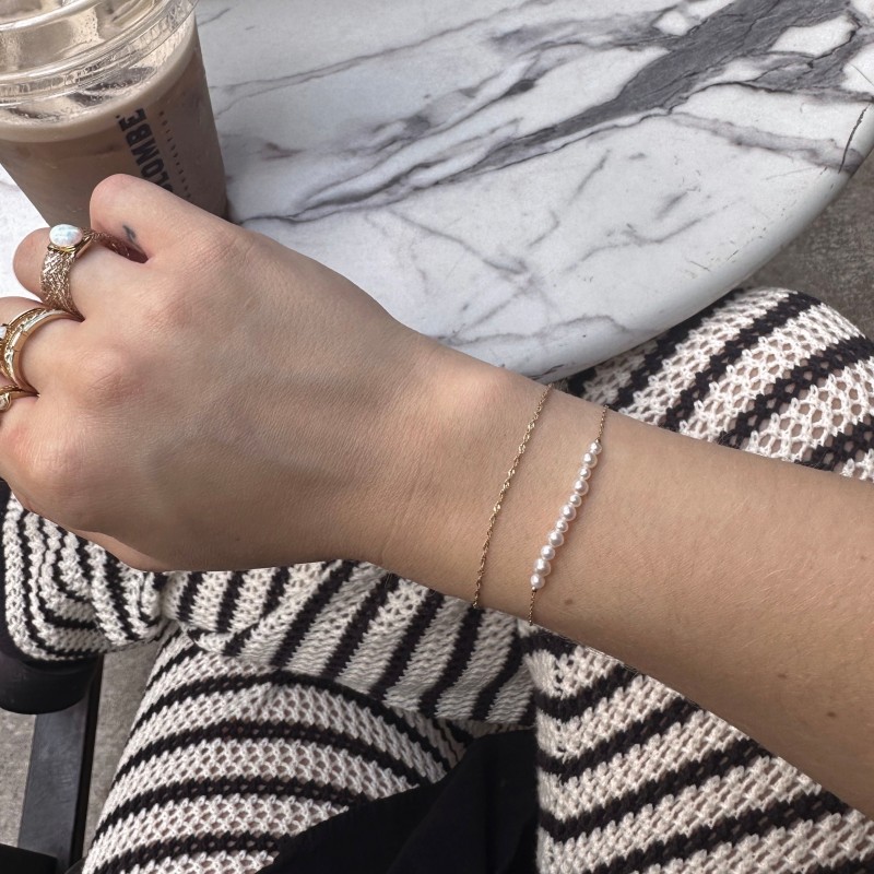Solid Gold Pearl Strand Bracelet