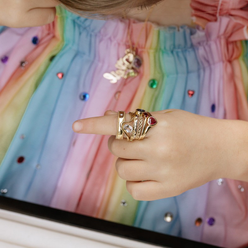 Solid Gold Bezel Set Ruby Heart Ring