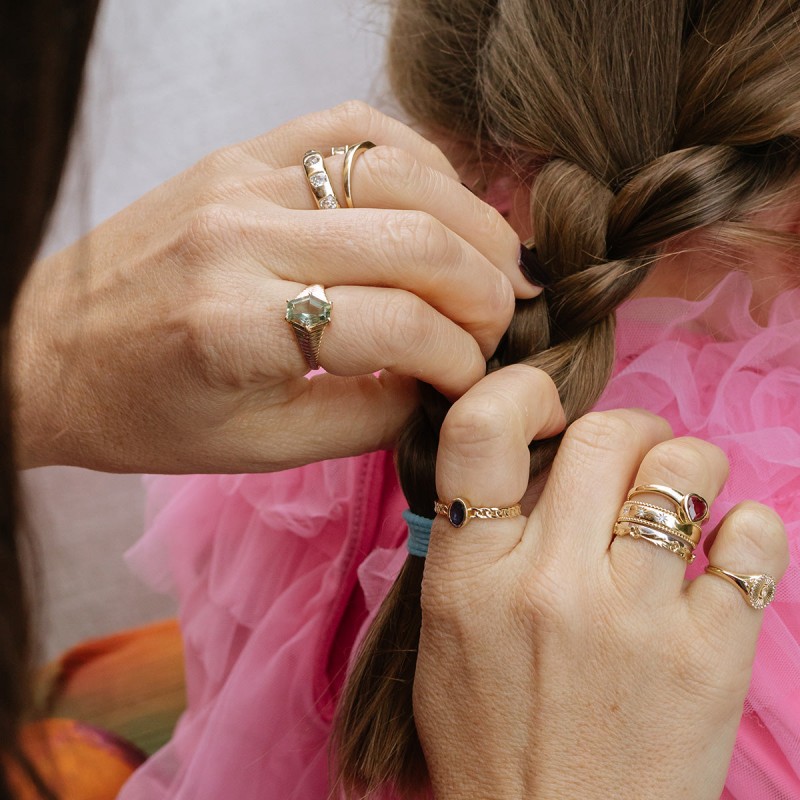 Solid Gold Bezel Set Ruby Heart Ring