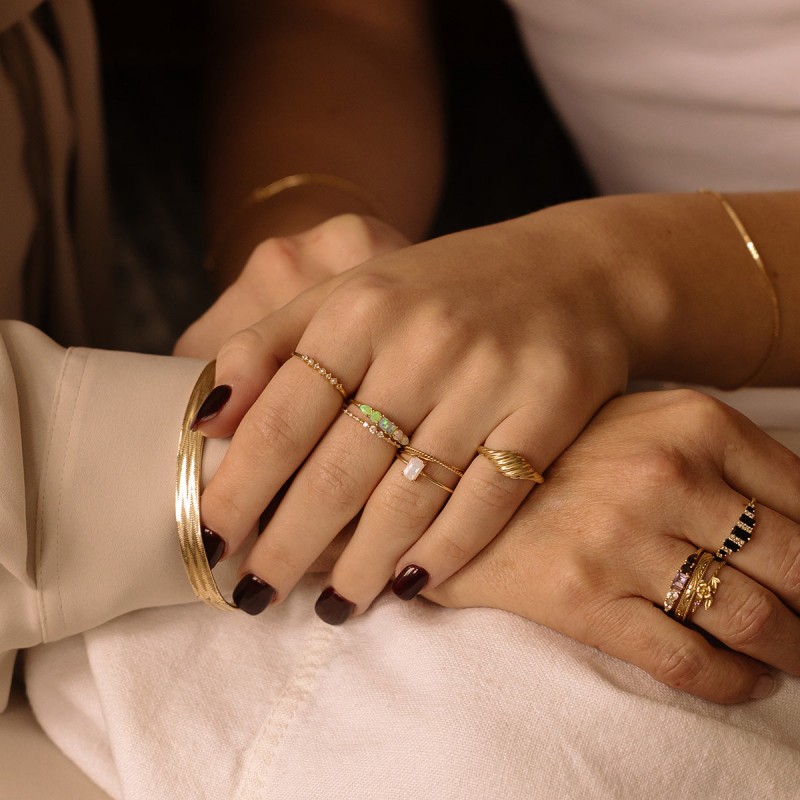 Solid Gold Lab Diamond Sparkle Stacking Band