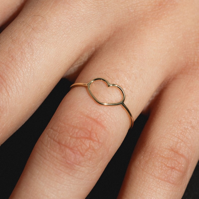 Solid Gold Delicate Heart Ring