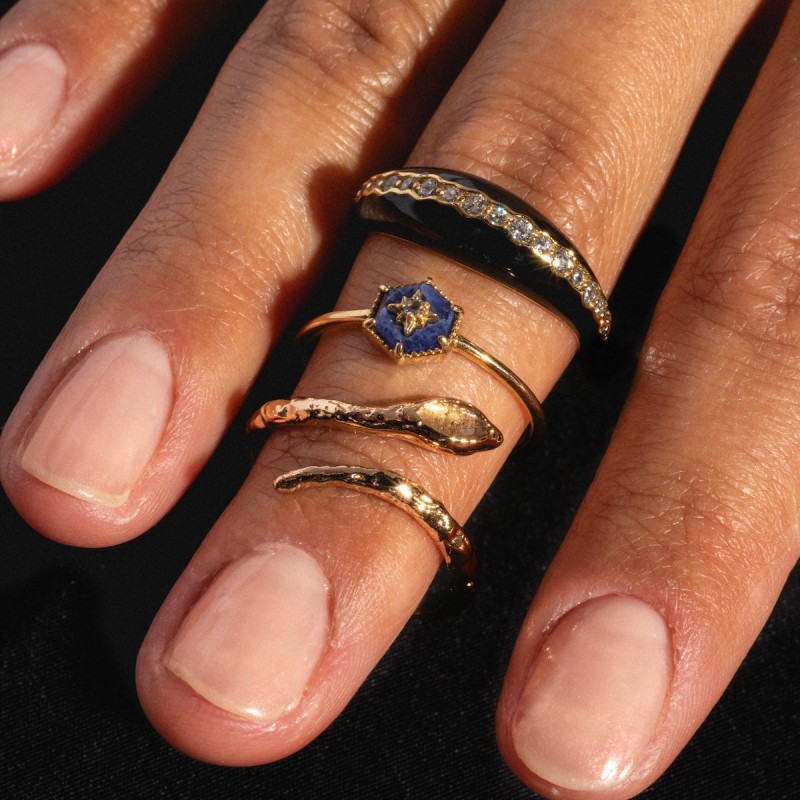 Free Spirit Black Enamel Ring